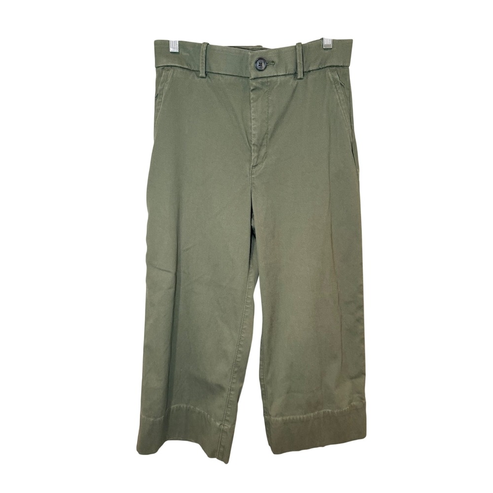 SPANX Stretch Twill Cropped Wide Leg Pant Green Size Medium